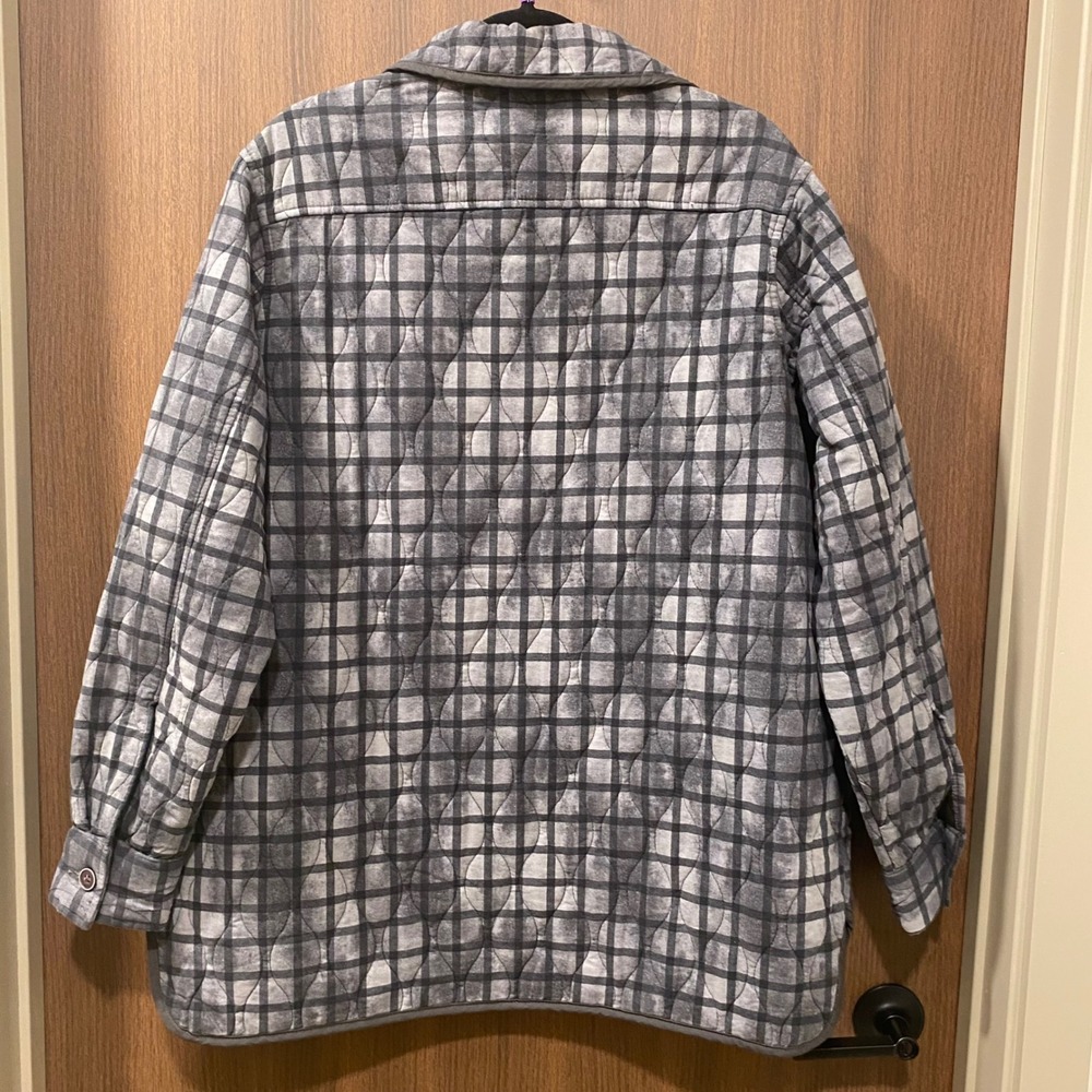 TERRA & SKY Gray Plaid Quilted Shacket Jacket Size XXXL(22) Gorpcore Cabin - Picture 10 of 15